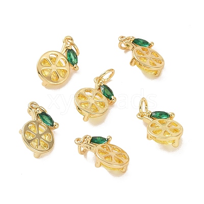 Brass Micro Pave Cubic Zirconia Charms ZIRC-G169-03G-1