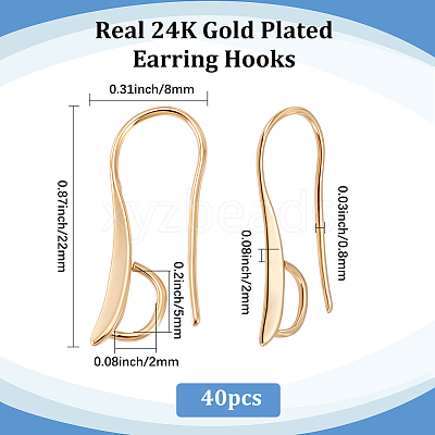 40Pcs Brass Earring Hooks KK-BBC0024-45-1