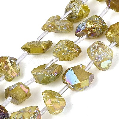 Dyed Electroplate Raw Rough Natural Amethyst Beads Strands G-Q610-05G-1