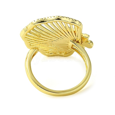 Brass Micro Pave Cubic Zirconia Open Cuff Rings RJEW-K256-07G-1