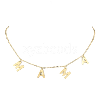 Mother's Day 304 Stainless Steel Letter MAMA Pendant Necklace NJEW-JN04702-1