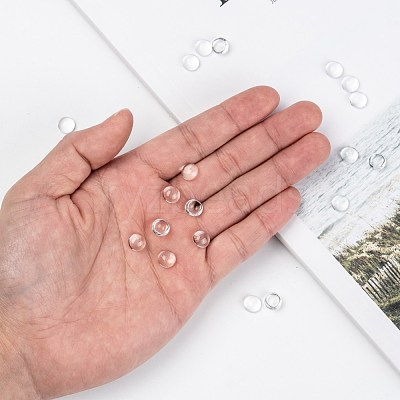 Transparent Half Round Glass Cabochons GGLA-R027-8mm-1