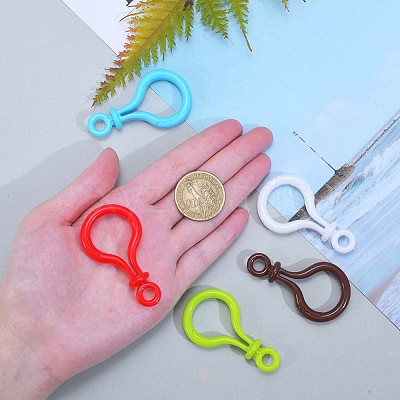 120Pcs 12 Colors Opaque Solid Color Bulb Shaped Plastic Push Gate Snap Keychain Clasp Findings KY-CJ0001-25-1