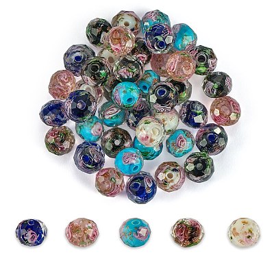 60pcs 5 Colors Handmade Gold Sand Lampwork Beads LAMP-SZ0001-19-1