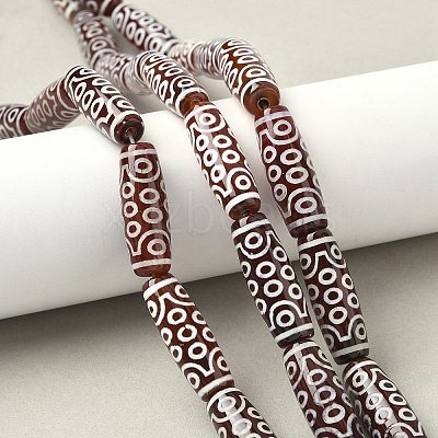 Rice Shape Tibetan Style dZi Beads Strands G-A269-A18-01-1
