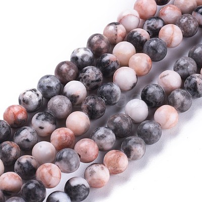 Natural Pink Zebra Jasper Beads Strands G-K410-04-6mm-1