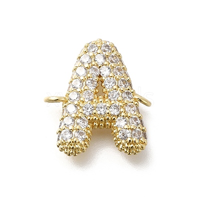 Brass Micro Pave Cubic Zirconia Letter Links KK-I717-04A-1