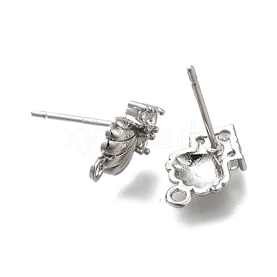 Brass Cubic Zirconia Stud Earring Finding KK-Q048-15P-1