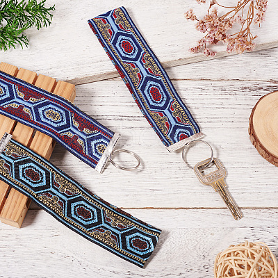 3Pcs Vintage Polyester Ribbon Keychain KEYC-TAC00048-1