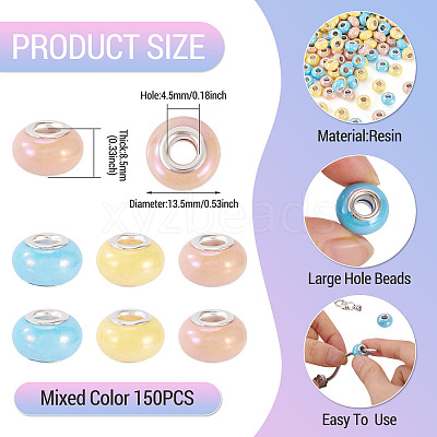 150Pcs Opaque Resin European Beads RESI-TA0004-61B-1
