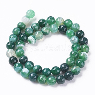 Natural Striped Agate/Banded Agate Beads Strands G-G582-8mm-58-1