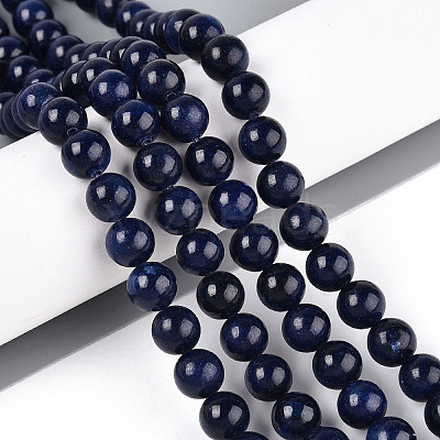 Dyed Natural Mashan Jade Round Beads Strands G-T139-8mm-67G-1