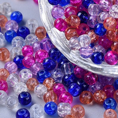 Baking Paint Crackle Glass Beads DGLA-X0006-4mm-06-1