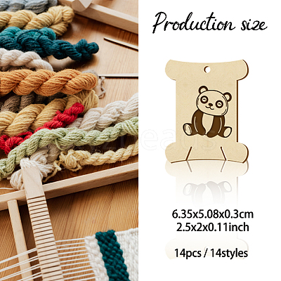 14Pcs 14 Style Plywood Thread Winding Boards WOOD-WH0060-10-1