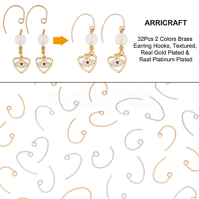 32Pcs 2 Colors Brass Earring Hooks FIND-AR0001-58-1