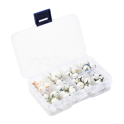 80Pcs 8 Colors Christmas Opaque Glass Beads EGLA-YW0001-04-1