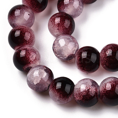Crackle Baking Paint Imitation Jade Glass Beads Strands DGLA-T003-6mm-14-1