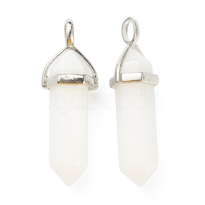 Natural White Jade Pointed Pendants G-M378-01P-A12-1