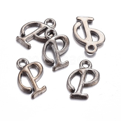 Gunmetal Plated Alloy Letter Pendants PALLOY-J718-01B-P-1