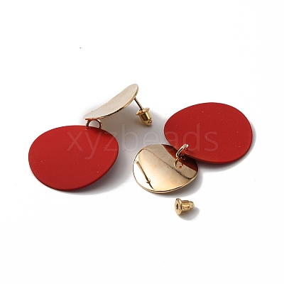 Alloy Flat Round Dangle Stud Earrings for Women EJEW-WH0009-31-1