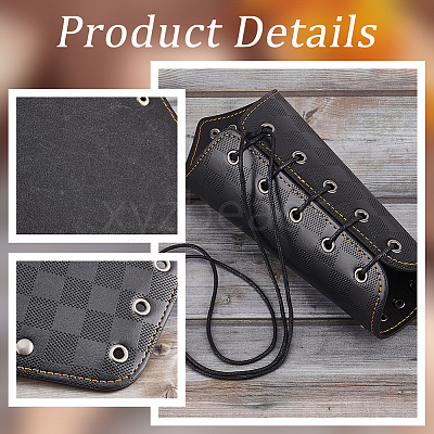 Tartan Pattern Imitation Leather Cuff Wristband for Bikers AJEW-WH0258-937B-1