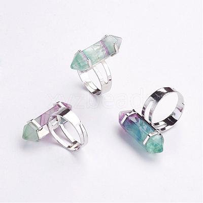 Natural Fluorite Finger Rings RJEW-P120-A04-1