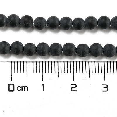 Grade A Round Frosted Natural Black Agate Beads Strands X-G447-2-1