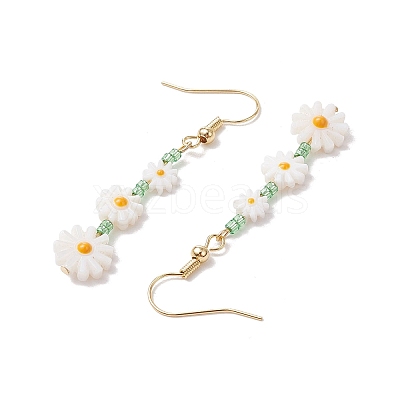 2Pairs 2 Styles Flower Natural Freshwater Shell Leverback & Dangle Earring Sets EJEW-JE06338-1
