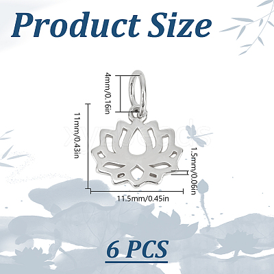 6Pcs Hollow 925 Sterling Silver Lotus Charms STER-DR0001-34-1
