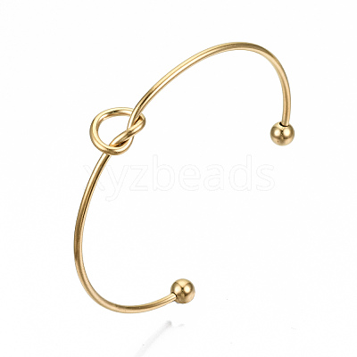 304 Stainless Steel Love Knot Cuff Bangle Making X-MAK-S073-001G-1