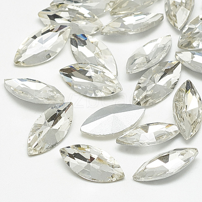 Pointed Back Glass Rhinestone Cabochons RGLA-T083-9x18mm-01-1