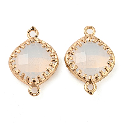 Brass Pave Faceted Glass Connector Charms KK-G486-01G-1