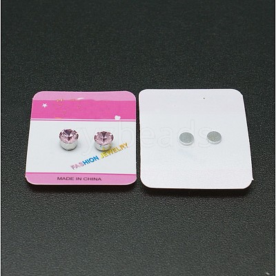 Stainless Steel Magnetic Ear Studs with Rhinestone EJEW-I054C-04-1