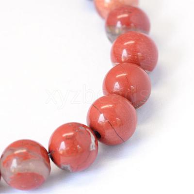 Natural Red Jasper Round Bead Strands G-E334-8mm-27-1
