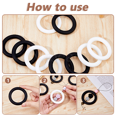 10Pcs 2 Colors Ring Silicone Beads SIL-DC0001-79-1