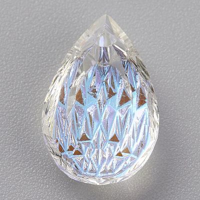 Embossed Glass Rhinestone Pendants GLAA-J101-05A-001SI-1