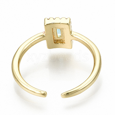 Brass Micro Pave Cubic Zirconia Cuff Rings RJEW-S045-039G-NR-1