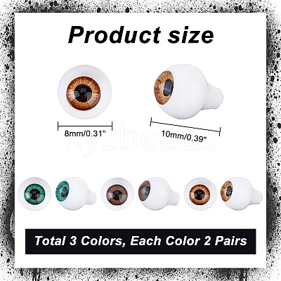 6 Pairs 3 Colors Teardrop Shaped Acrylic Doll Craft Eyes DIY-GA0004-57C-1