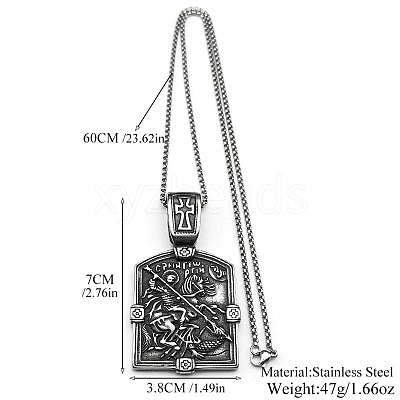304 Stainless Steel Cross Knight Pendant Box Chain Necklaces for Men FS-WG71F72-01-1