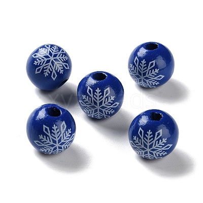 Printed Wood European Beads WOOD-Z002-08B-1