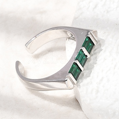 Brass Micro Pave Cubic Zirconia Cuff Open Rings for Women RJEW-L343-02P-02-1