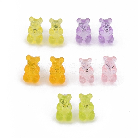 Bear Resin Stud Earrings EJEW-JE04235-M-1