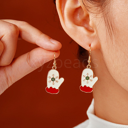 Christmas Theme Brass Glove Dangle Earrings IP2522-16-1