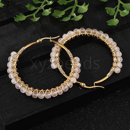 Beaded Hoop Earrings EJEW-JE03830-03-1