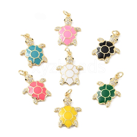 Rack Plating Brass Micro Pave Cubic Zirconia Pendants KK-C021-01G-1