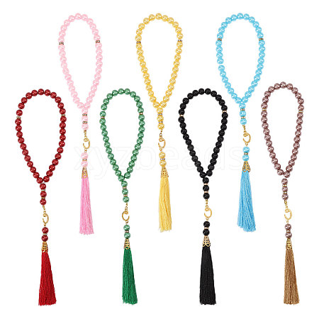 7Pcs 7 Colors Muslim Islamic Prayer Rosary Bracelets BJEW-PH0004-65-1