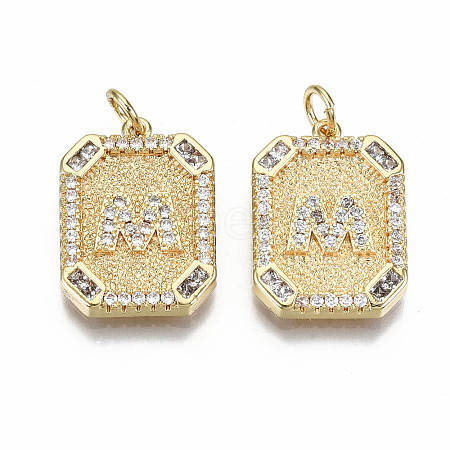 Brass Micro Pave Clear Cubic Zirconia Pendants KK-S356-234M-G-NF-1