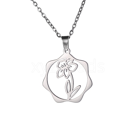 Non-Tarnish 304 Stainless Steel Pendant Necklaces PW-WG57218-12-1