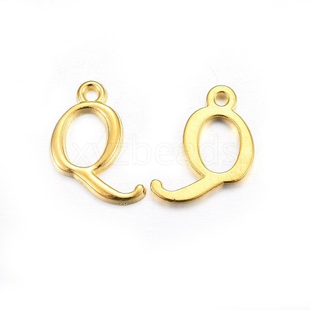 Golden Plated Alloy Letter Pendants X-PALLOY-J718-01G-Q-1