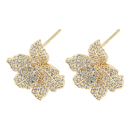 Brass with Cubic Zirconia Stud Earring EJEW-B035-46KCG-1